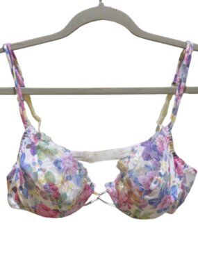 VINTAGE JACLYN SMITH Floral Lace Bra Size 36B Feminine Cottage Coquette